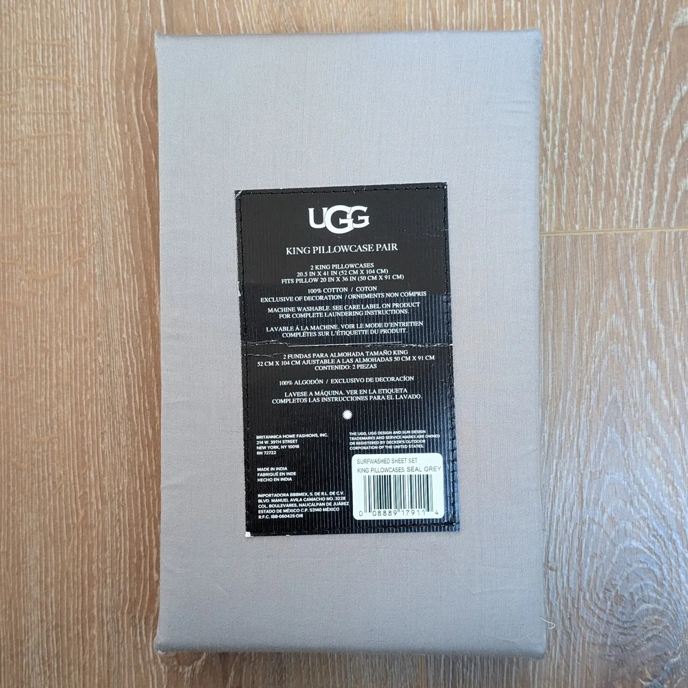 UGG Surfwashed Cotton King Pillowcase Pair in Seal Gray